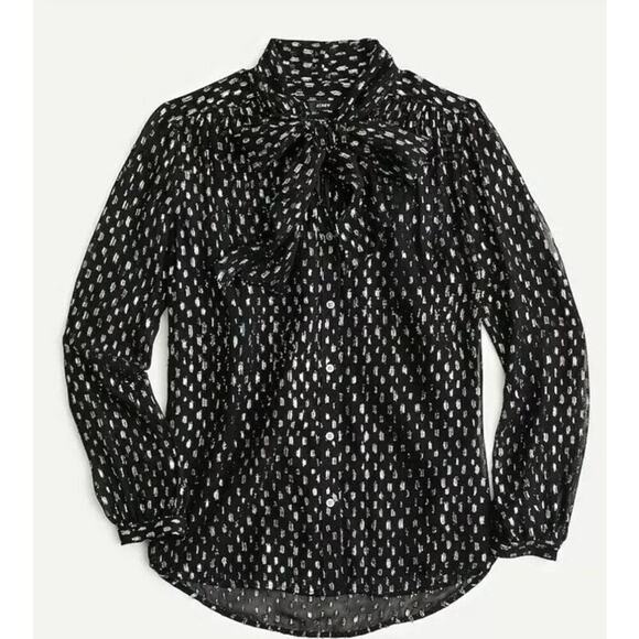 NWT $128 J. Crew Tie-neck blouse with rainbow Lurex® dot Sz S - Picture 4 of 8
